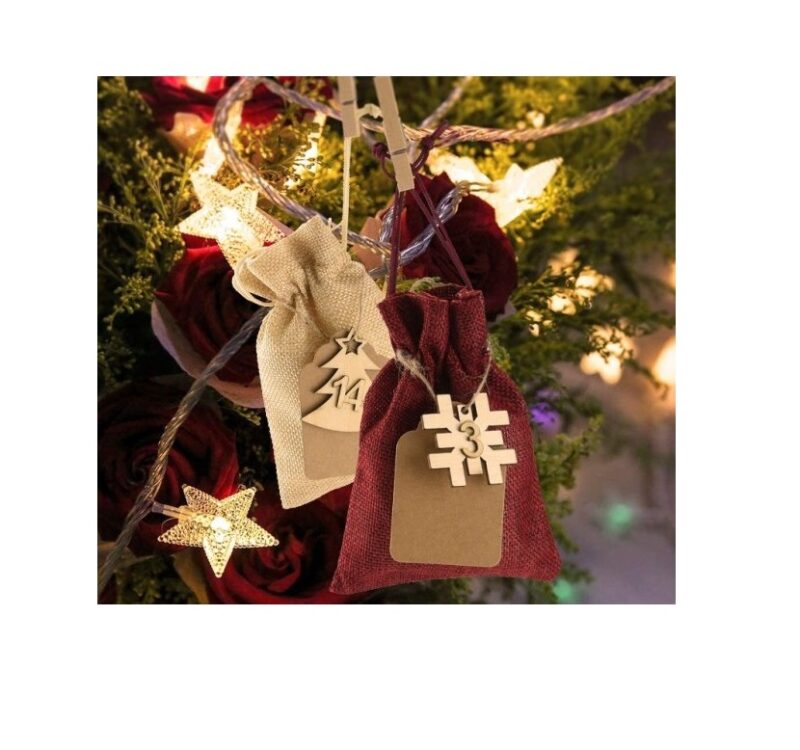 Адвент календар от текстилни торбички в 4 цвята