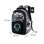 Комплект ученическа раница и малка чанта с фосфоресциращи елементи и USB кабел - Image 5
