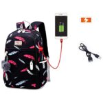 Детска ученическа раница от плат с USB кабел - Oxford Asge - BAPAI / ASGE