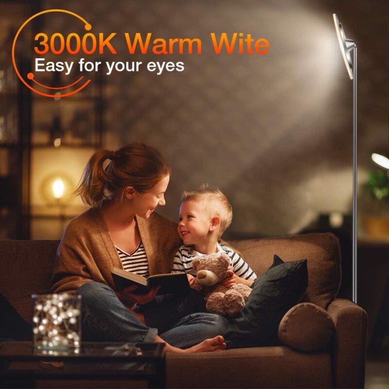 Модерна стояща лампа SUNLLIPE - LED 18W+5W 3000K - димируема , метална, топло бяло