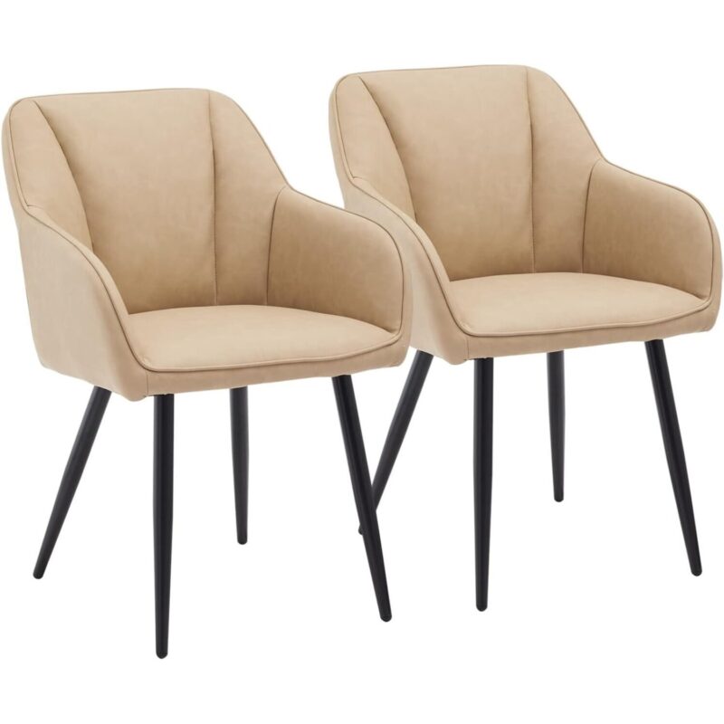 Комплект трапезни столове тип кресло с дамаска от PU кожа - 2бр.