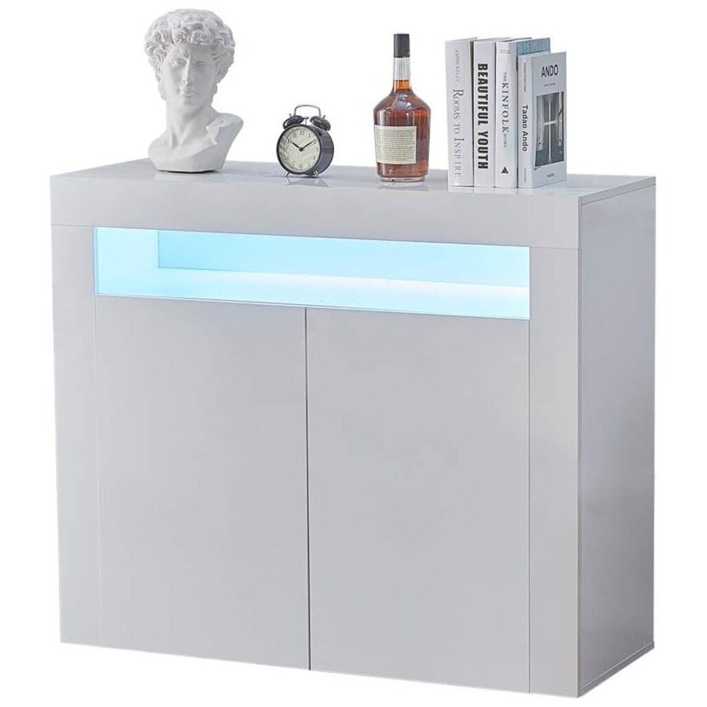 Шкаф / бюфет в бяло с LED осветление - CLIPOP CXWL-ST-0055WH Шкаф / бюфет в бяло с LED осветление - CLIPOP CXWL-ST-0055WH