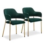 Комплект стилни трапезни кадифени столове - 2 бр. - CLIPOP C-U-DC-B0270GR