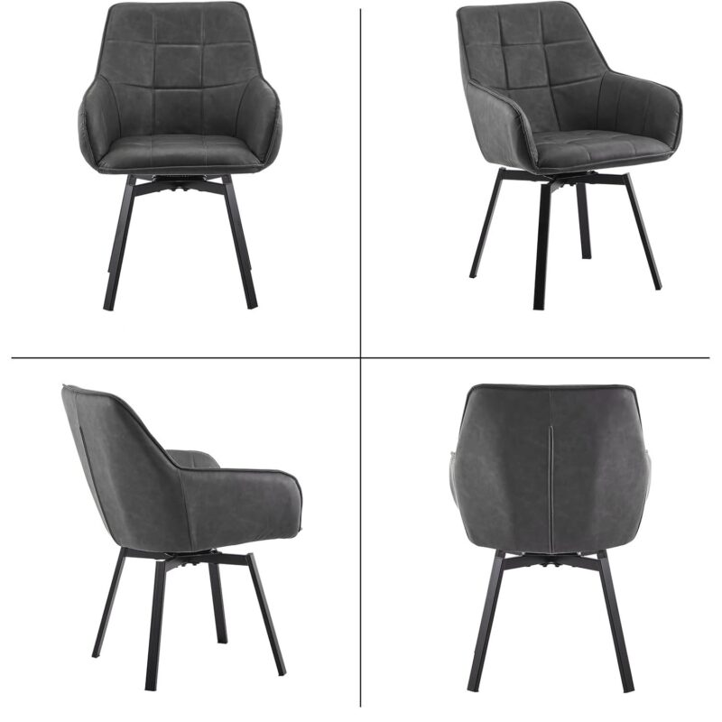Комплект трапезни столове тип кресло - CLIPOP C-U-DC-A0407GY - 2бр., PU кожа