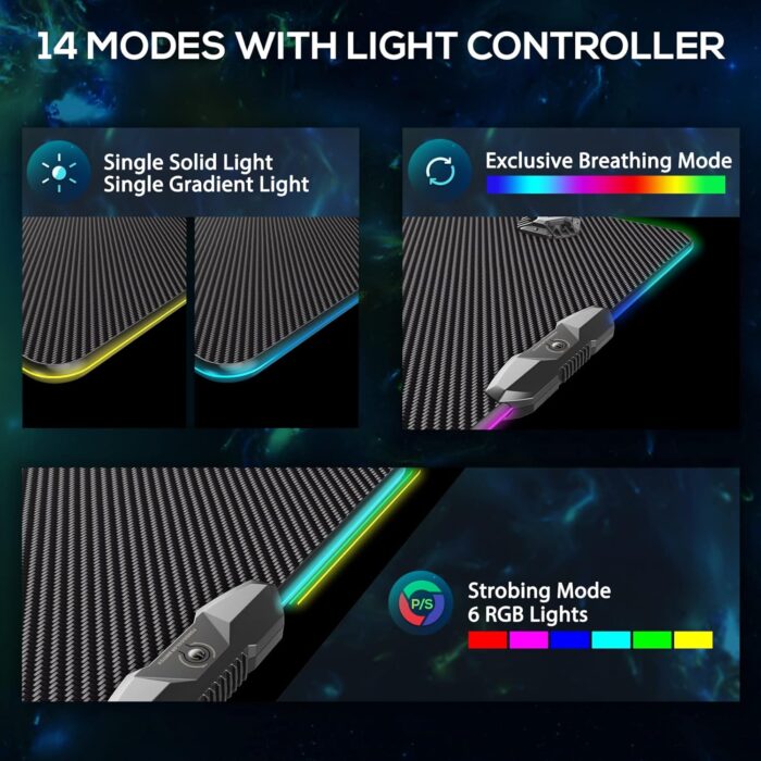 Геймърско бюро с LED осветление - ERK-GIP-44B - Image 3