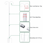 Стойка за хранилки за птици - 2 бр - UNHO XJJ679-WT - Image 5