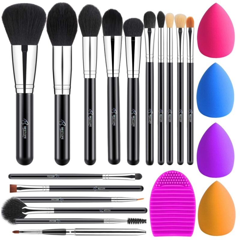 Комплект четки за грим и гъби - BESTOPE MAKE UP BRUSH BP02020-BLK - 21 части