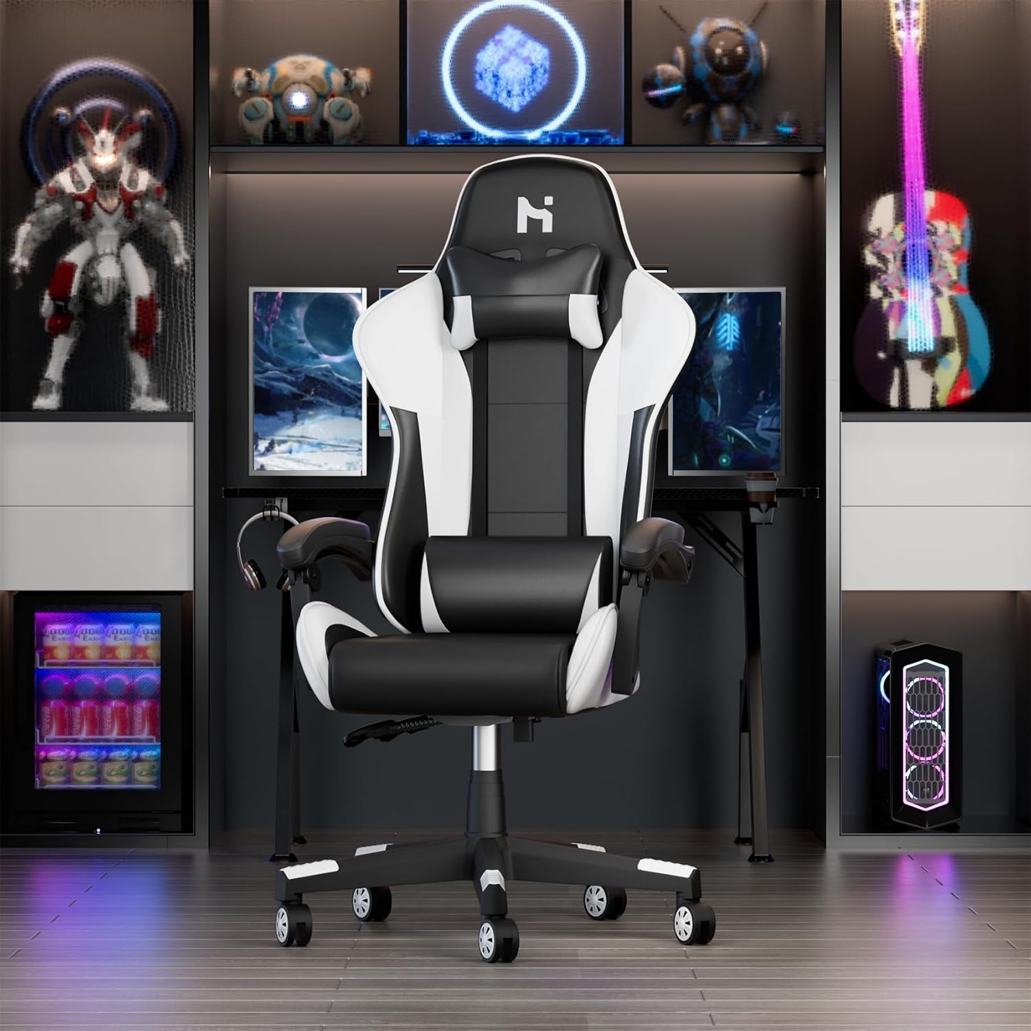 HL GC-01W (WHITE) (5) Геймърски стол - три разцветки - Image 7