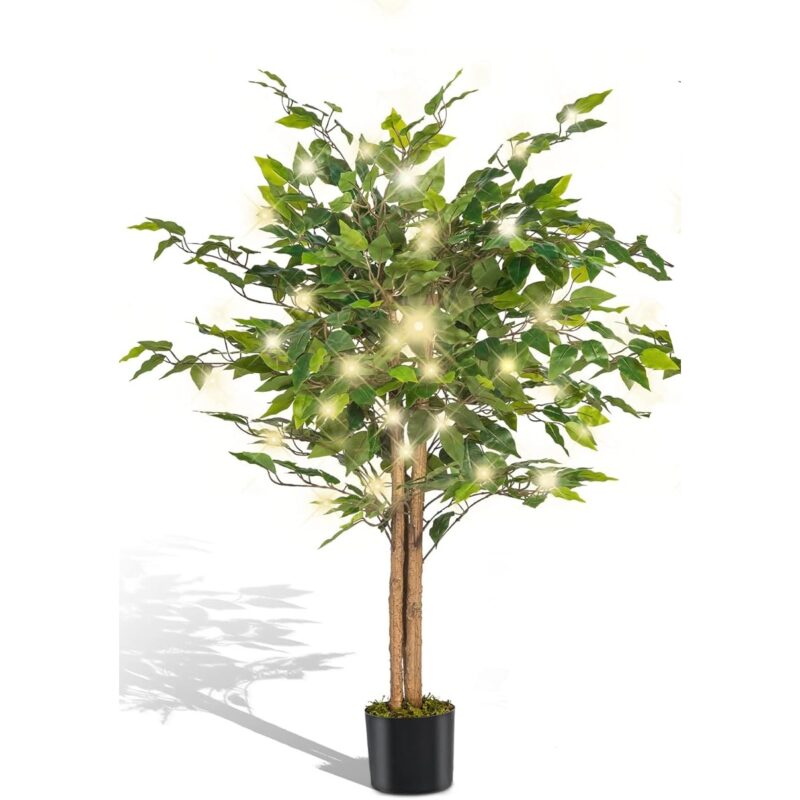 Изкуствен фикус бенджамин - NEUTYPECHIC - с лед светлини - комплект 2бр - три размера