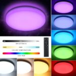 24W RGB LED таванна лампа с дистанционно и регулируема светлина от 3000K до 6500K, 2400Lm IP54 - OEEGOO LS-CL-B24W-DIM+RGB - Image 5