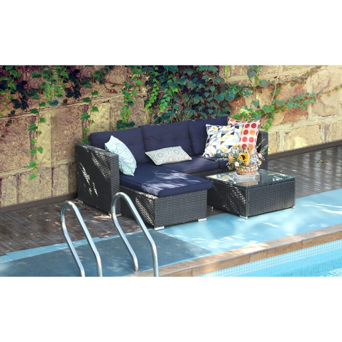 Градински диван от 3 части от PVC ратан и метална основа - PHIVILLA E02GF0206-069-03 - Image 3