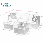 Градински диван от 3 части от PVC ратан и метална основа - PHIVILLA E02GF0206-069-03 - Image 7
