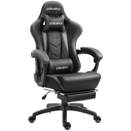 Геймърски стол с масажор и подпора за крака - DOWINX LS-668801CC