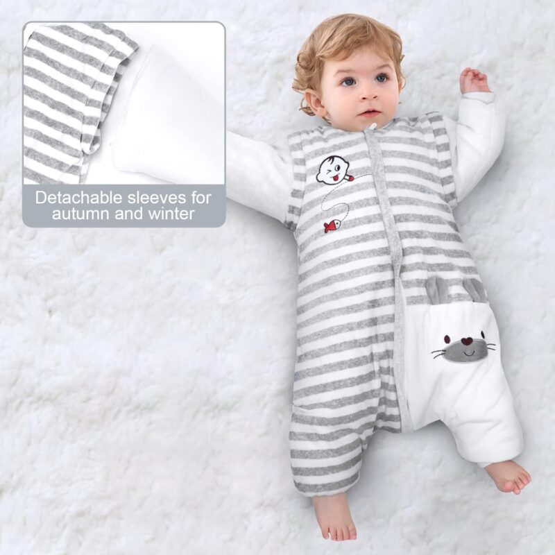 Бебешки спален чувал - LEERIJA/VINE BABY - със сваляеми ръкави - 9-12м / 2-3г.