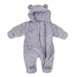 Бебешки пухкав космонавт - LEERIJA/VINE BABY - с мече в сиво - 0-3м / 3-6м