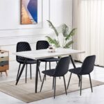 Комплект трапезни столове с кадифена дамаска – 4 бр. – AMFZC-C111N-4BLK